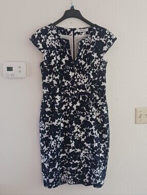 MaxMara Cap Sleeve Abstract Linen Dress